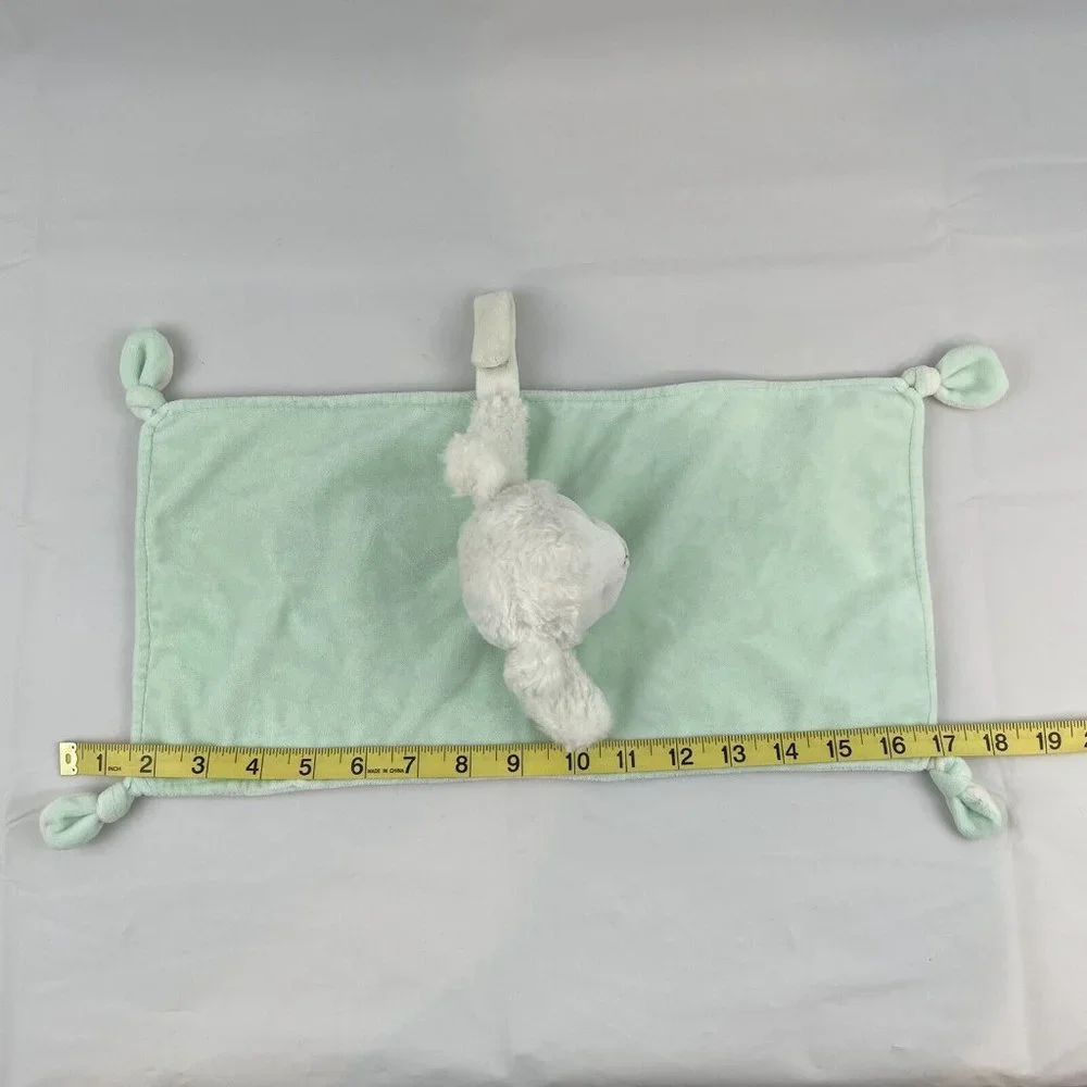 Carters Green White Sheep Lamb 16" Lovey Pacifier Holder Security Blanket Rattle - Picture 4 of 7